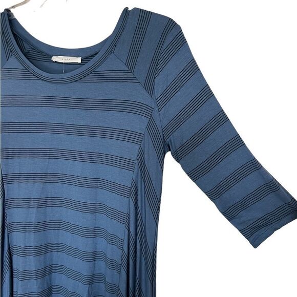 Lush Blue/Black 3/4 Stretch Jersey Knit Swing Dress Size Large - Picture 5 of 8